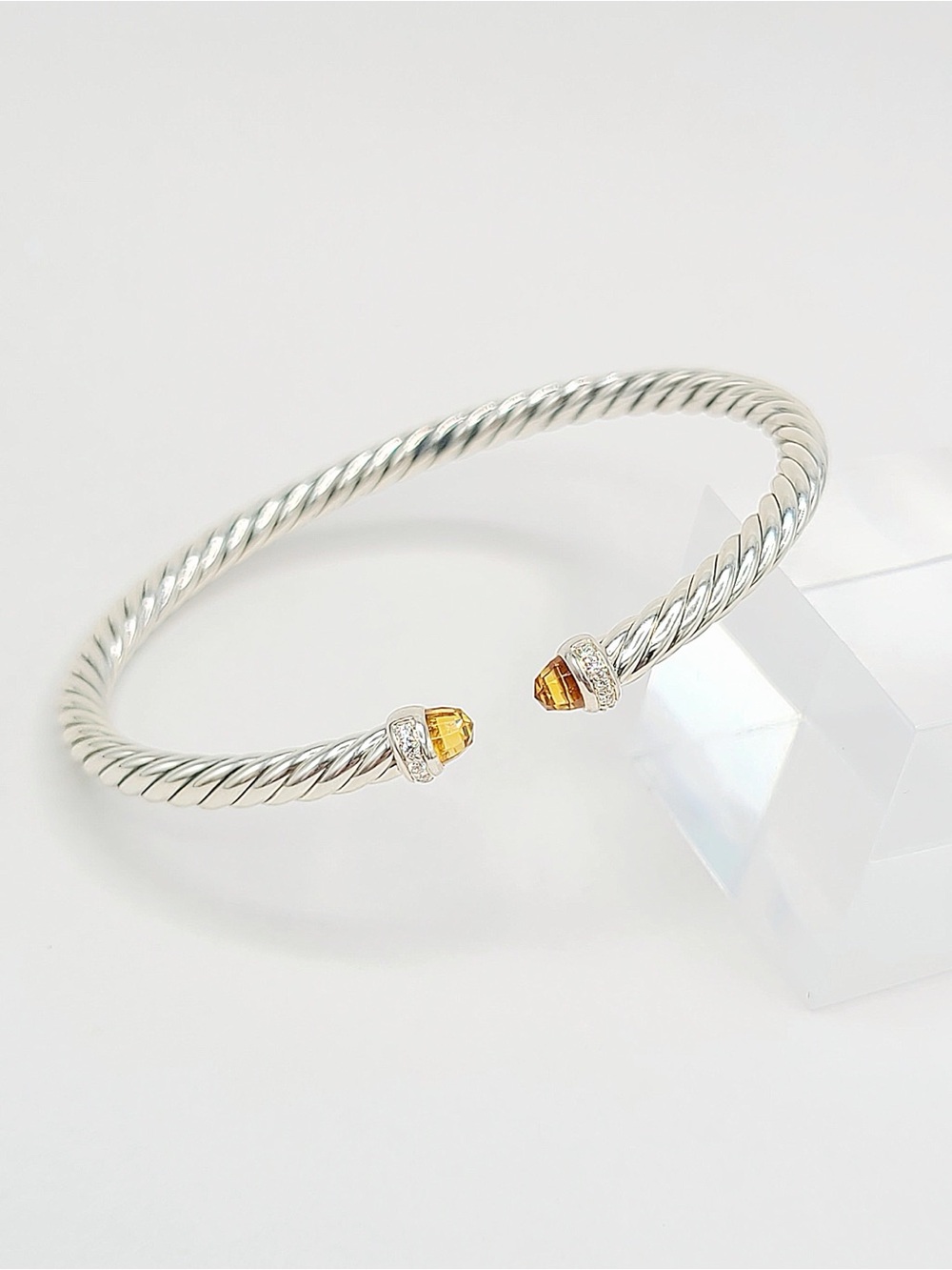 David Yurman Cable Flex Bracelet With Citrine and Diamonds , 4mm